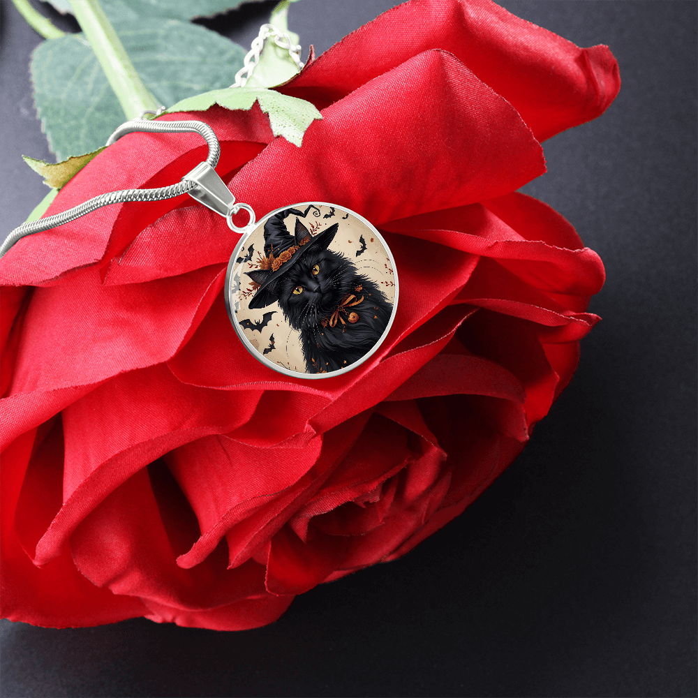 Vintage Black Cat Halloween Necklace