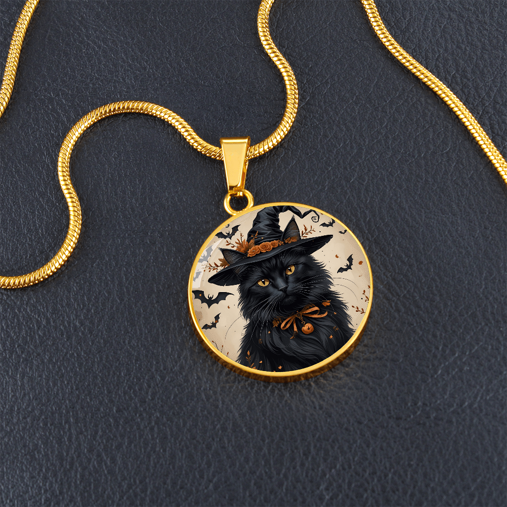 Vintage Black Cat Halloween Necklace