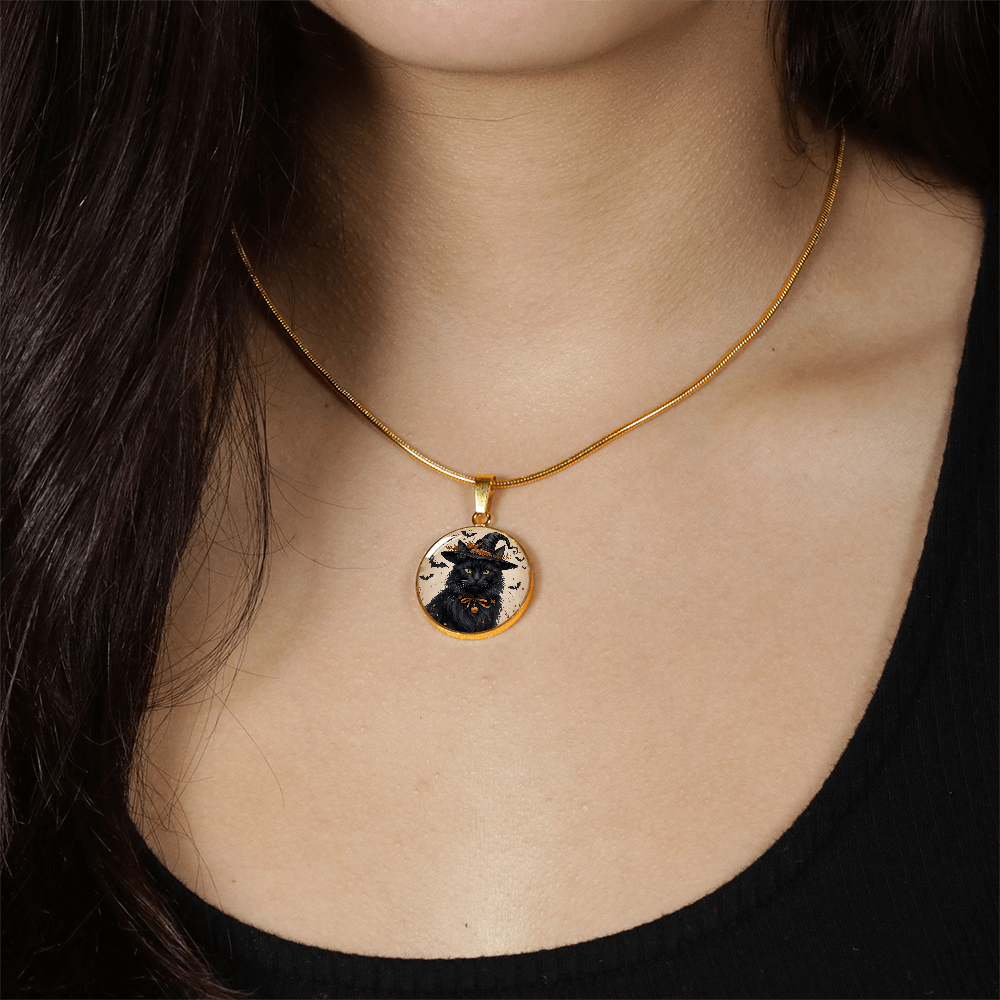 Vintage Black Cat Halloween Necklace