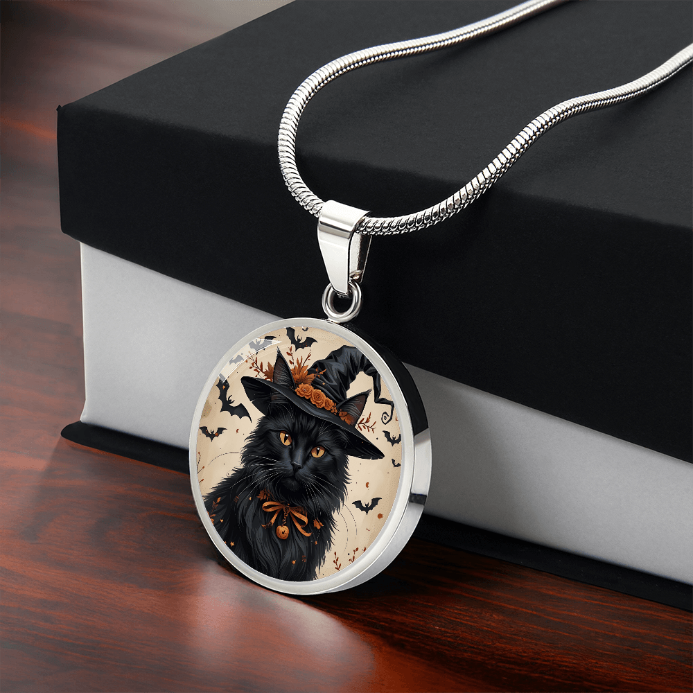 Vintage Black Cat Halloween Necklace
