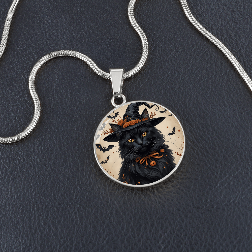 Vintage Black Cat Halloween Necklace