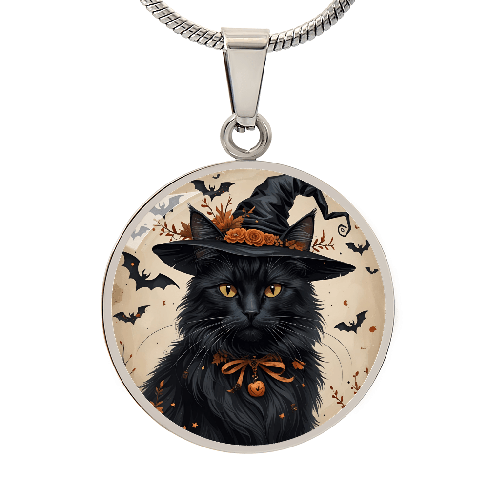 Vintage Black Cat Halloween Necklace