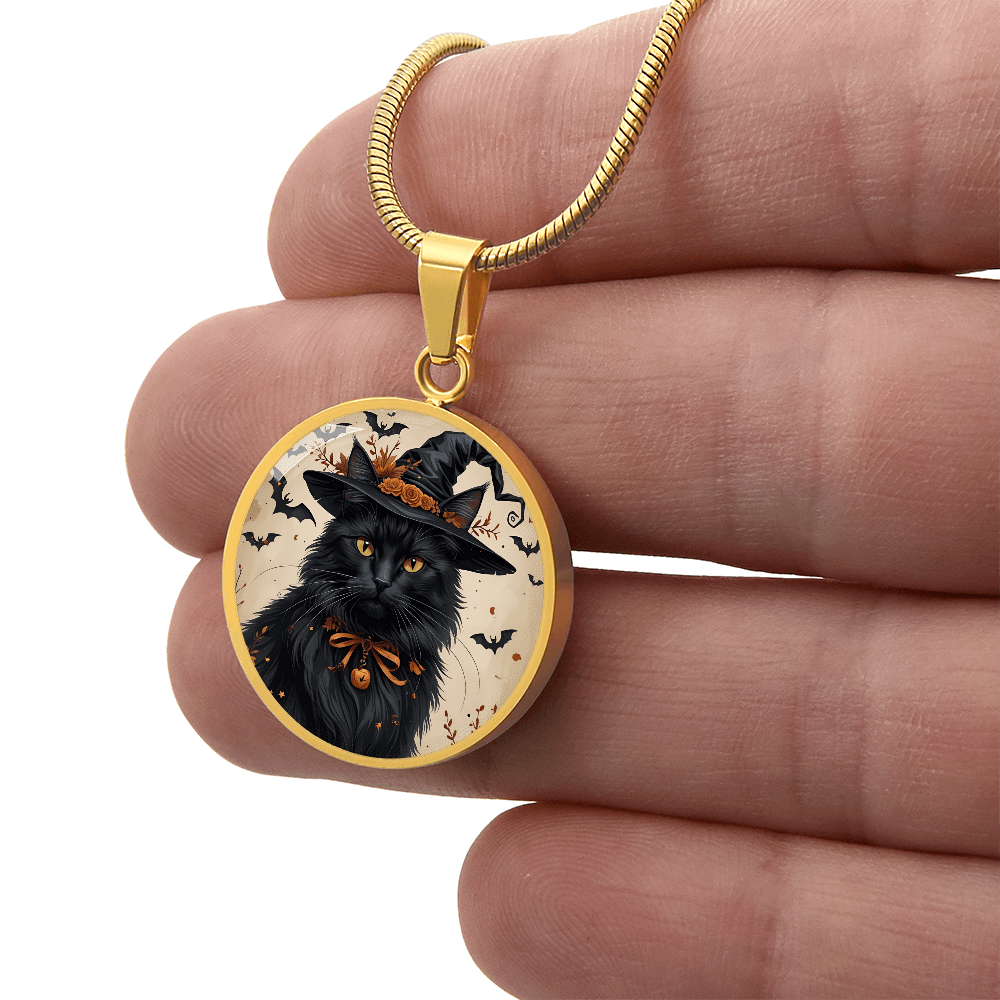 Vintage Black Cat Halloween Necklace