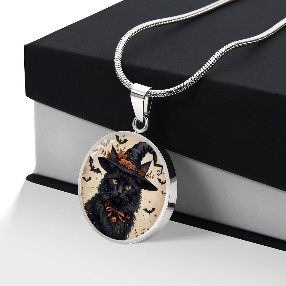 Vintage Black Cat Halloween Necklace