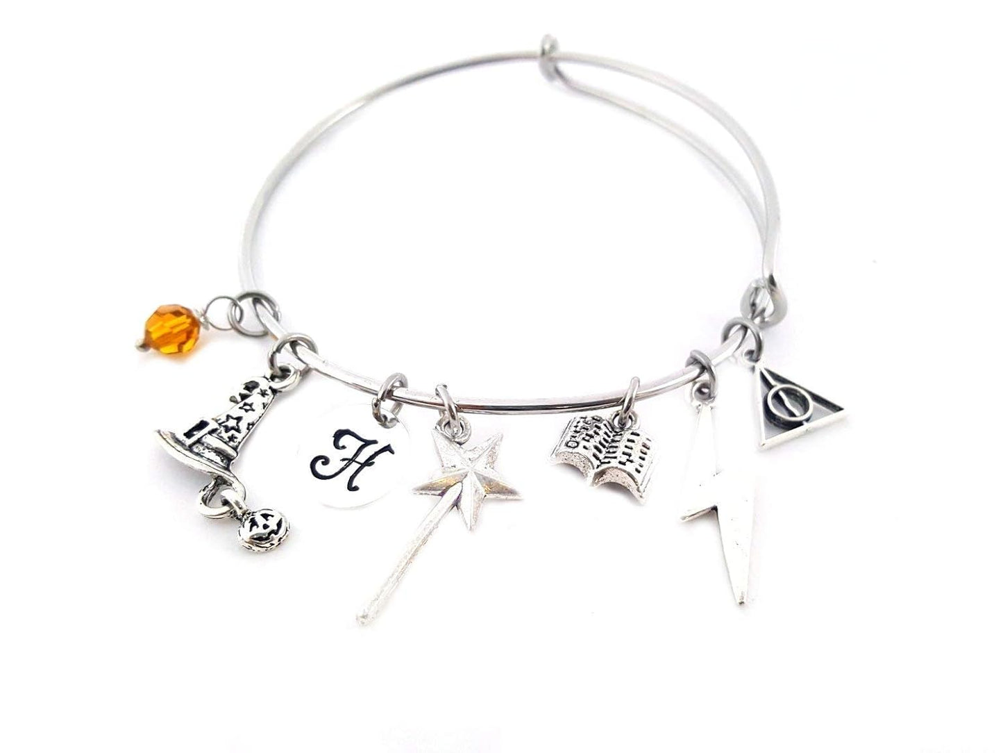 Wizard Charm Bracelet – Harry Potter Inspired with Personalized Initial & Birthstone