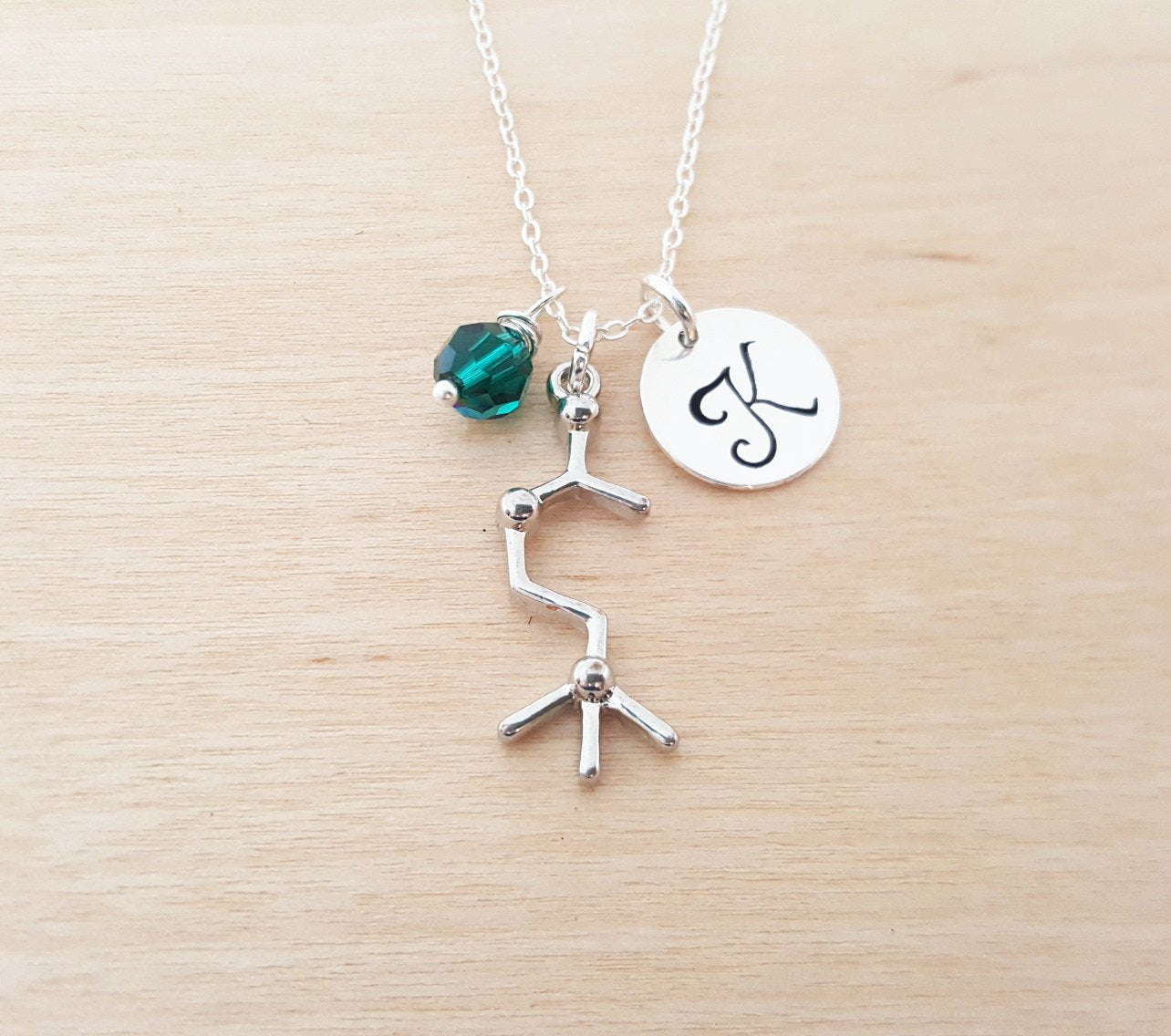 Personalized Acetylcholine Necklace – Sterling Silver, Birthstone & Initial