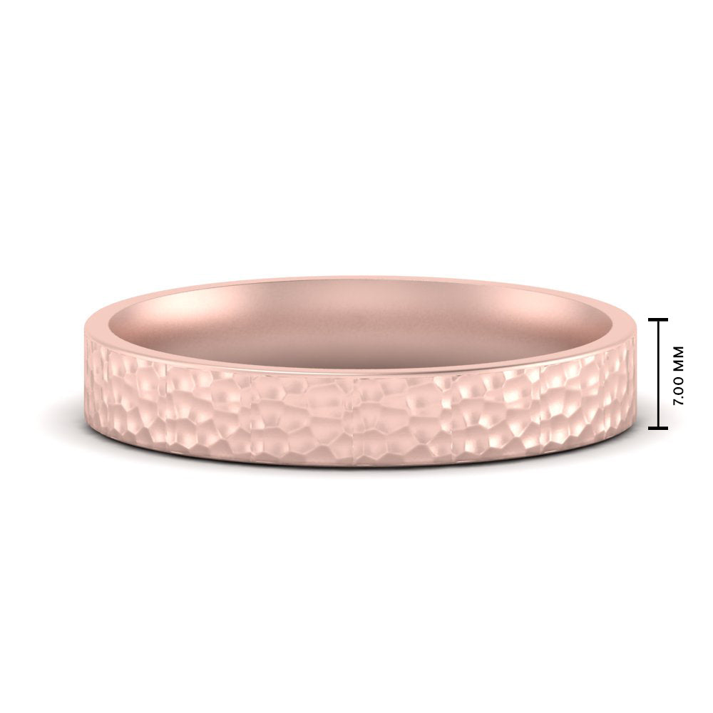 Hammered Wedding Band Comfort Fit 5 mm