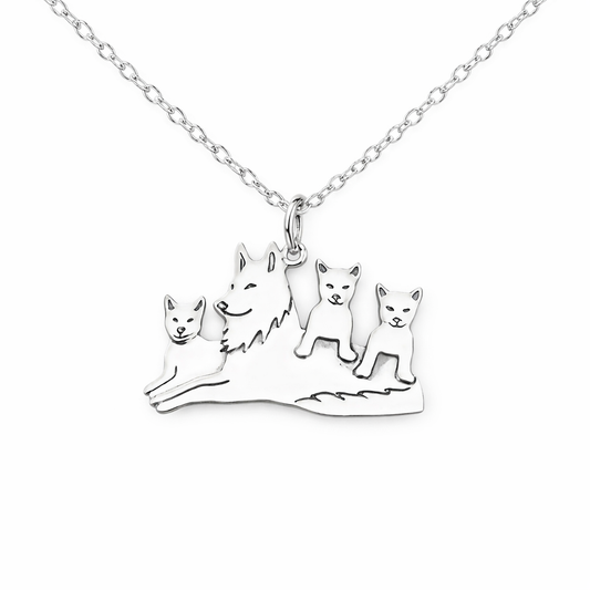 Mama Wolf Necklace – Sterling Silver Wolf Pack Charm for Strong Moms