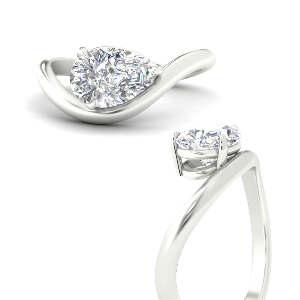 Pear Shaped Curve Shank Solitaire Diamond Ring